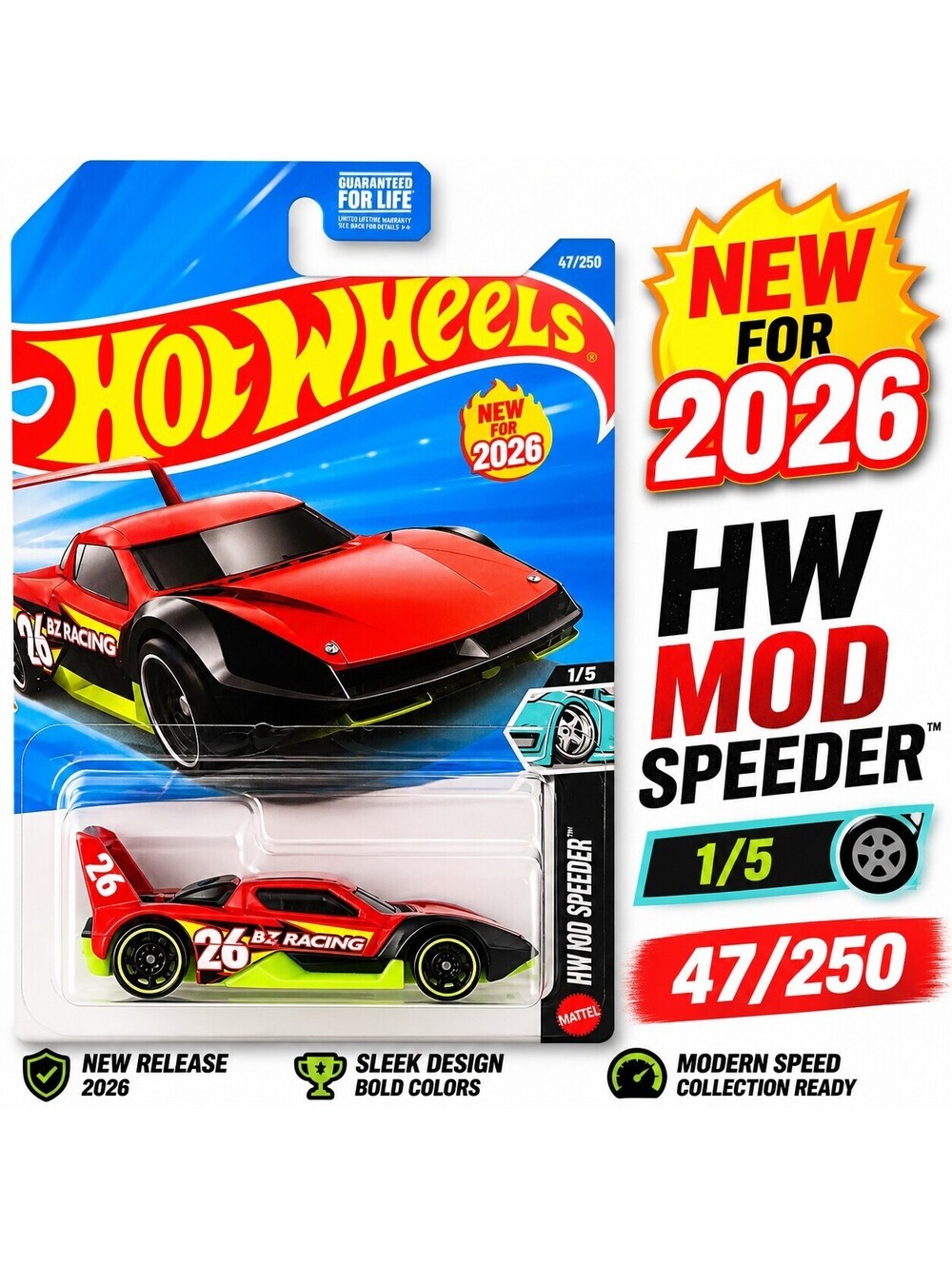 Hot Wheels High-Tail Chaser 2026 New HW Mod Speeder 47/250 Red Black NIP